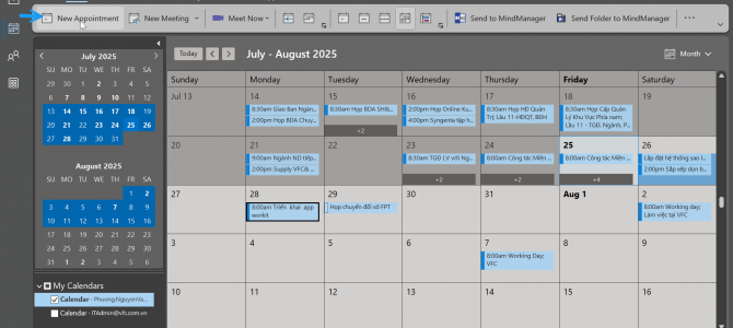 HƯỚNG DẪN QUẢN LÝ LỊCH (CALENDAR) TRONG MICROSOFT OUTLOOK
